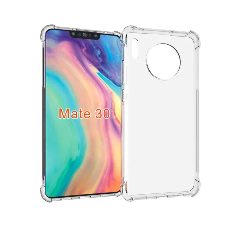 

For Huawei Mate 30 mobile phone case transparent all-inclusive TPU four-corner anti-fall silicone protective cover soft