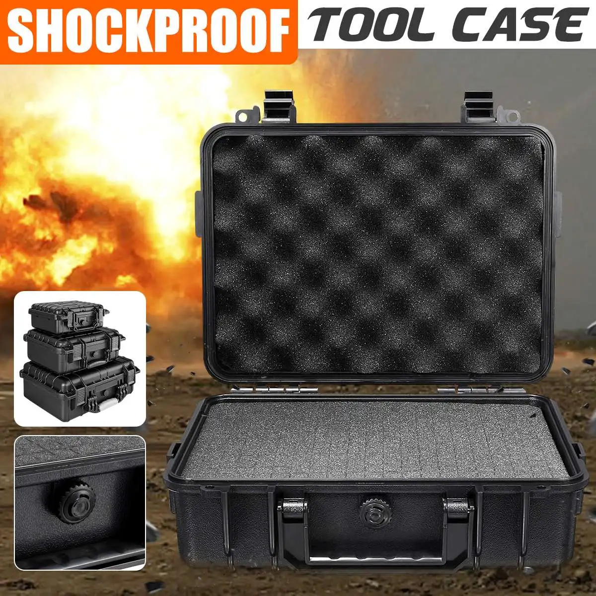 

9 Sizes Waterproof Hard Case Box Storage Box Tool Organizer Tool Box Safety Equipment Case with Sponge Suitcase Tool Kit Case