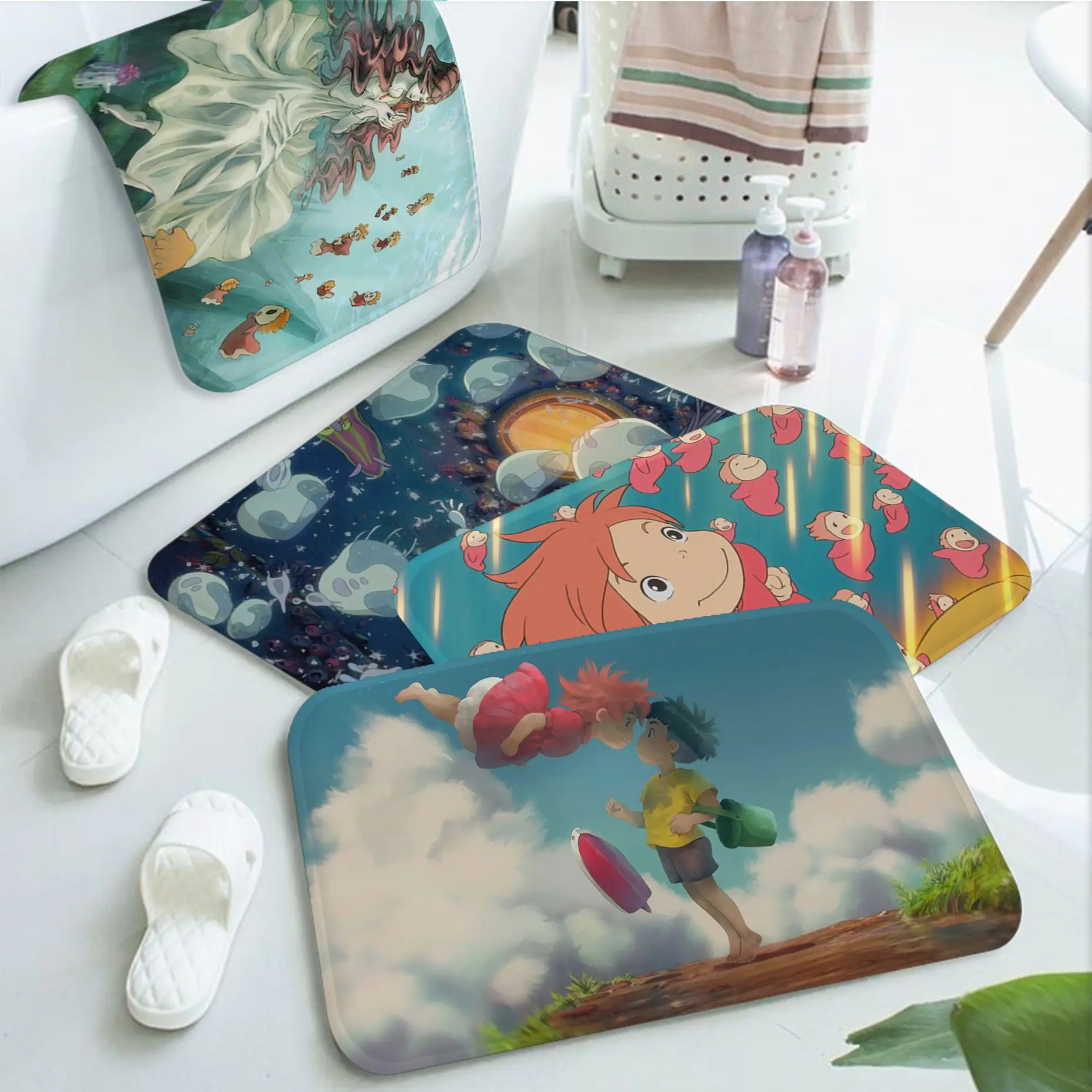 

Ponyo On The Cliff Floor Mat Anti-slip Absorb Water Long Strip Cushion Bedroon Mat Welcome Rug