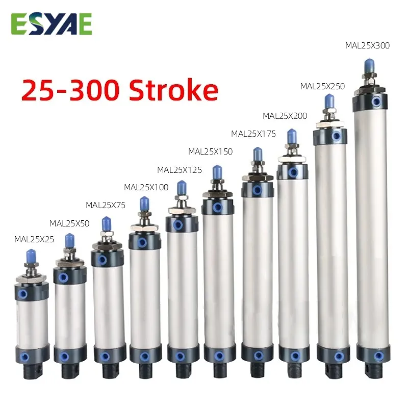 

Air Pneumatic Cylinders Double Compressed Air Cylinder MAL Mini Bore 16/20/25/32mm 40mm Stroke 25/50/75/100 200 Single Lever