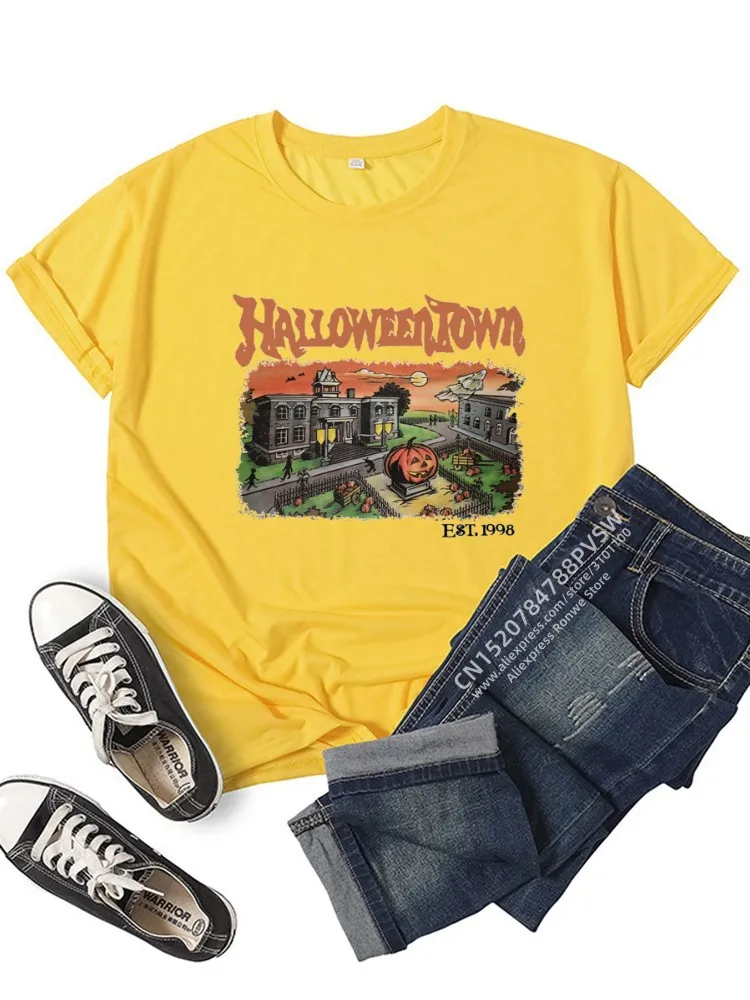 Футболка женская графическая в виде тыквы для Хэллоуина Y2K