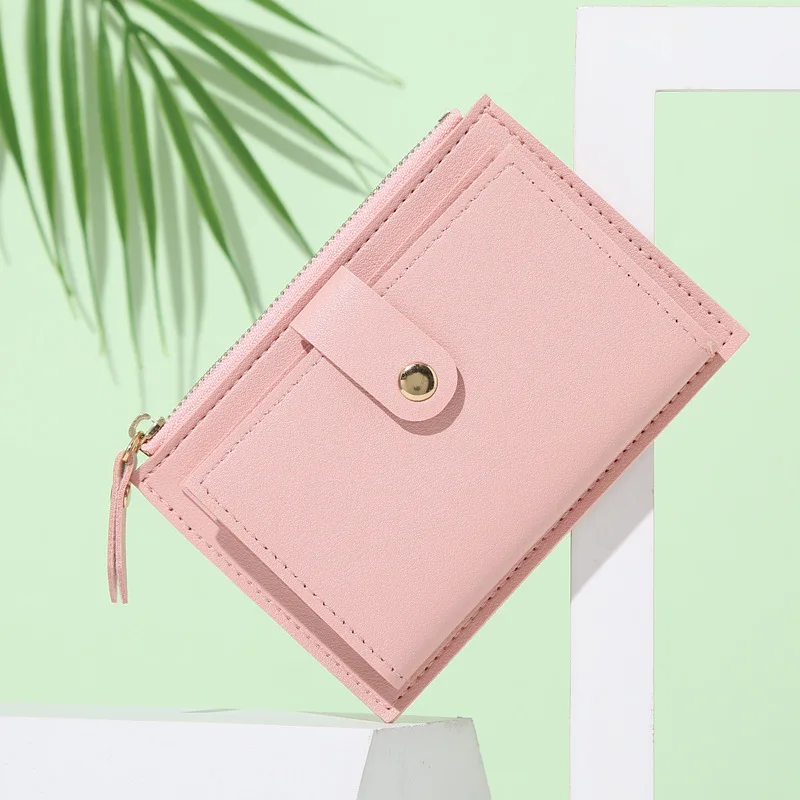 Women ID Card Holder Zipper Simple PU Small Mini Coin Purse Business Holiday Gift Fashion Cardholder
