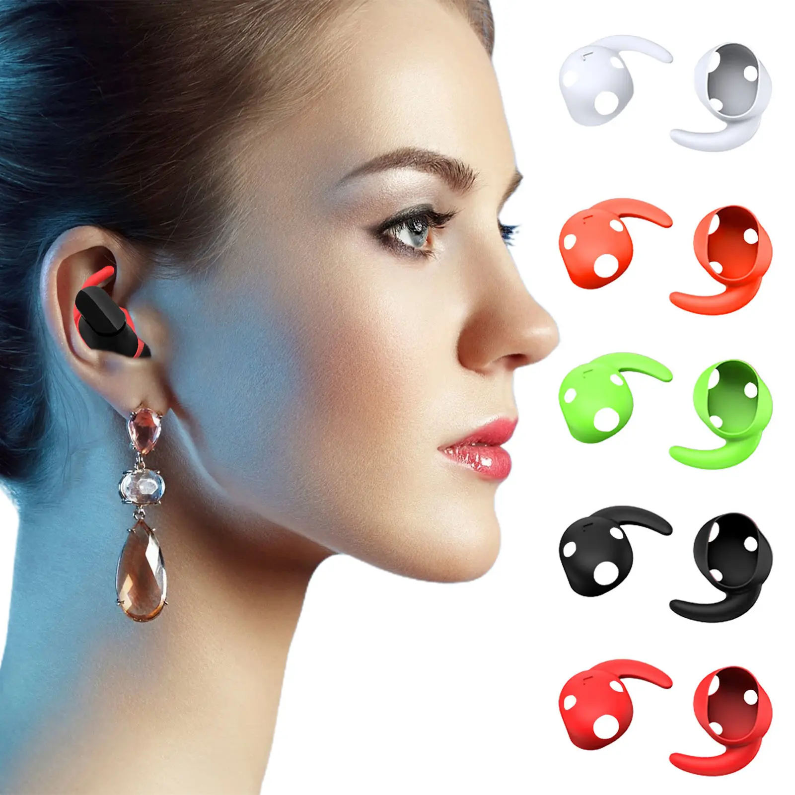 

5 Pairs Silicone Ear Cover Hooks Anti-slip Earmuffs For Beat Studio Buds Dust-Proof Sports Headphones Earphone Earbuds Earcaps