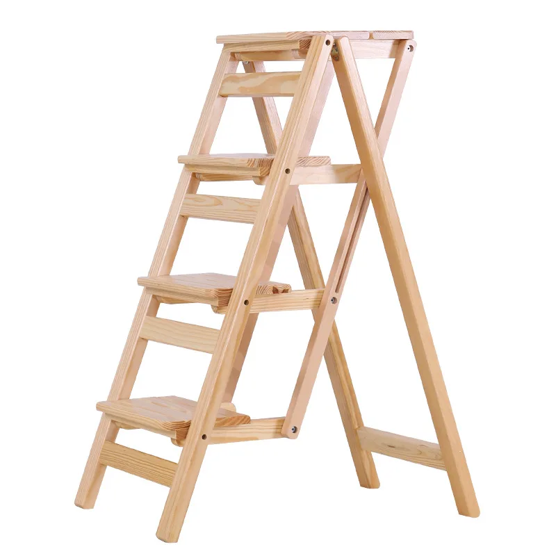 

Cloakroom Kitchen Step Stool Folding Stools Home Space Dual-purpose Ladder Chair Bench Solid Wood Climbing Stool Stepping Stool