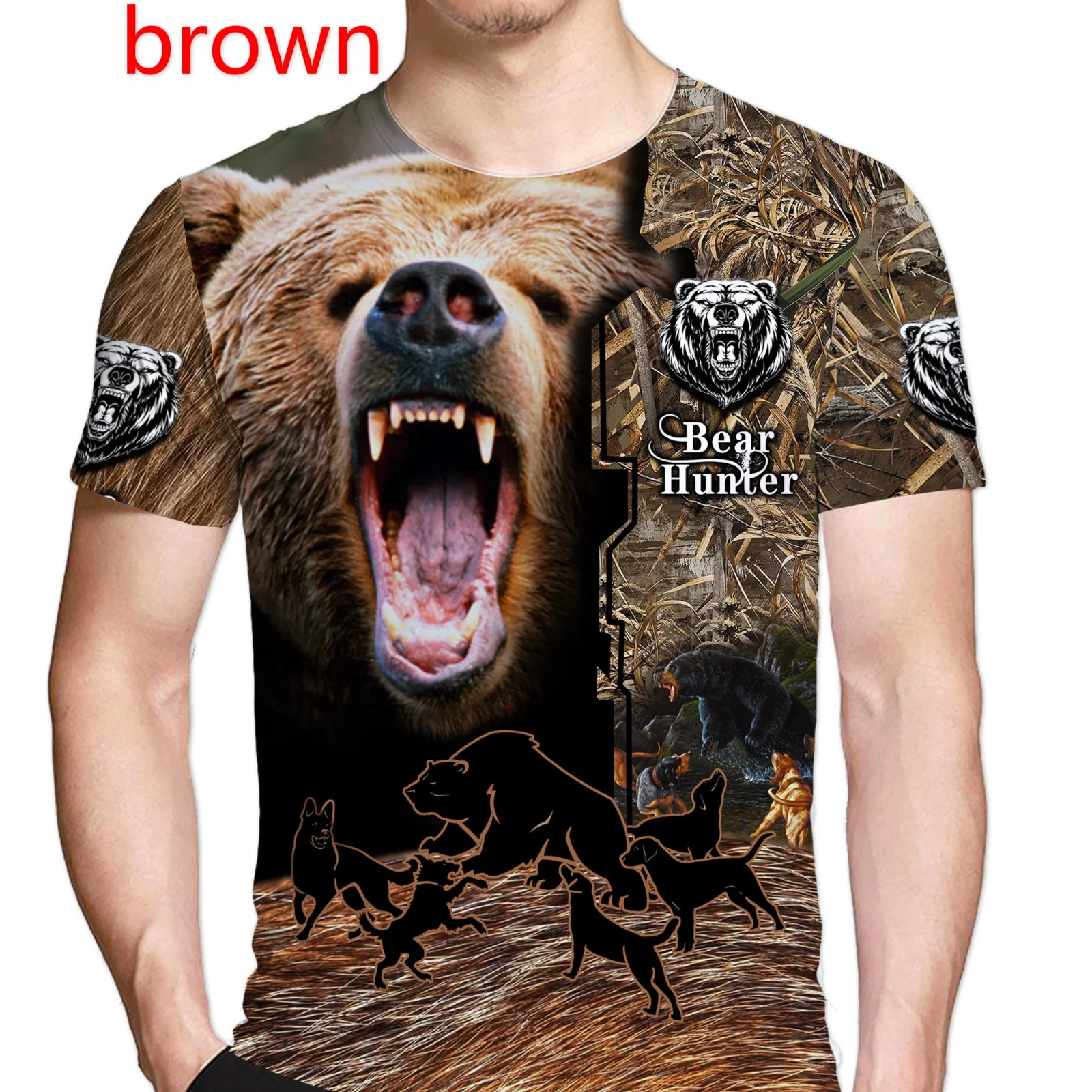 

New Fashion Bear Hunting Camo Unisex 3D Printed T Shirt Summer Men Women Hunter Harajuku Streetwear Tee