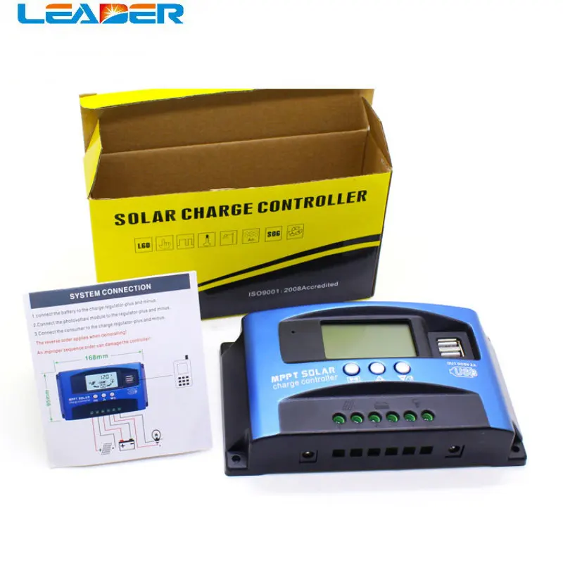 

MPPT Solar Charge Controller Dual USB LCD Auto Solar Cell Panel Charger Regulator MPPT 60A 30A 40A 50A 100A 12V/24V Auto Adapt
