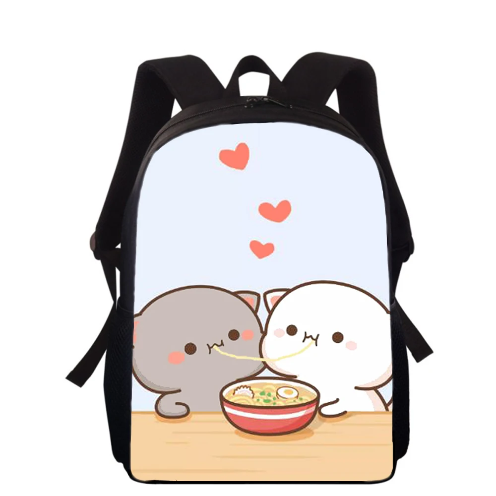 Peach Cat Cartoon cute 15” 3D Print Kids Backpack Primary School Bags for Boys Girls Back Pack Students School Book Bags