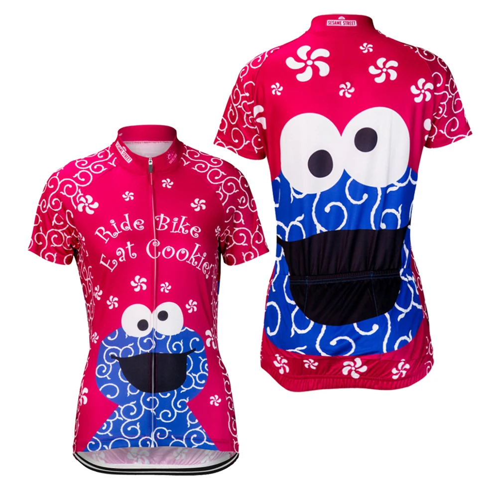 Женская мультяшная велосипедная Джерси забавная дышащая одежда с коротким