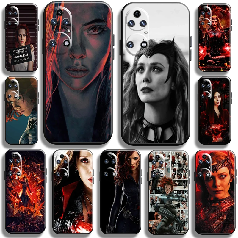 

Marvel Scarlet Witch Black Widow Phone Case for Huawei P50 P50 Pro Carcasa Coque Liquid Silicon full Protection Shockproof Soft