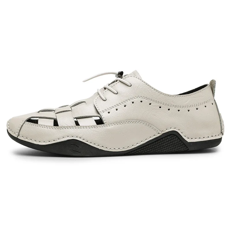 Новинка 2022 мужские летние кожаные повседневные туфли дышащие сандалии Handmede для