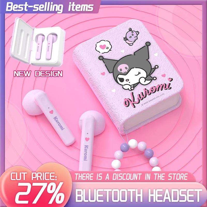 

Sanrio Kuromi Kawaii Bluetooth 5.0 Headset Cinnamoroll Pachacco Wireless Earphone Headphones With Dual Mic Earbuds Earpiece Book
