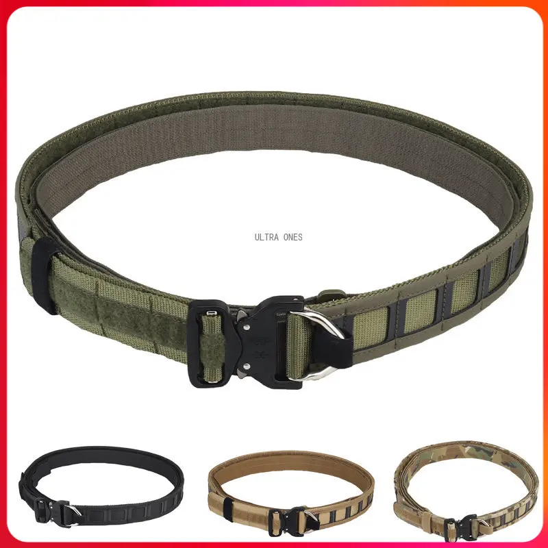 

Tactical Hunting Belt Airsoft Training Cs Games 3-in-1 Quick Release Waist Belts Military Combat Sports Heavy Duty Molle Girdle