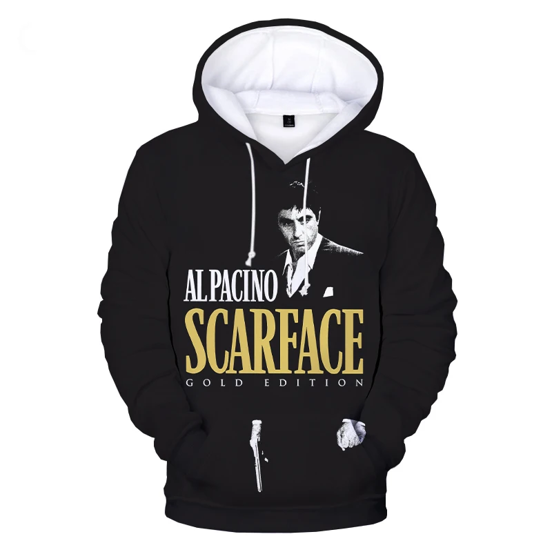 

New Scarface 3D Hoodies Man Woman Autumn Winter Fashion Casual Pullover Gangland Movie Tony Montana Harajuku Streetwear Hoodies