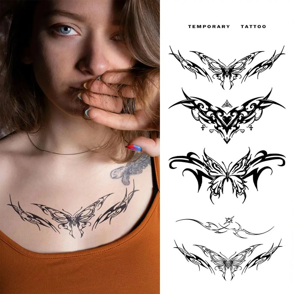 Фото Водонепроницаемые временные татуировки-наклейки с узором в виде сердца, долговечные наклейки-татуировки с бабочками, персонализированные, устойчивые к поту №3