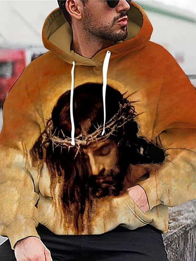 Fashion 3D Print Hoodies Christian Jesus Casual Long Sleeved Pullover Sweatshirts