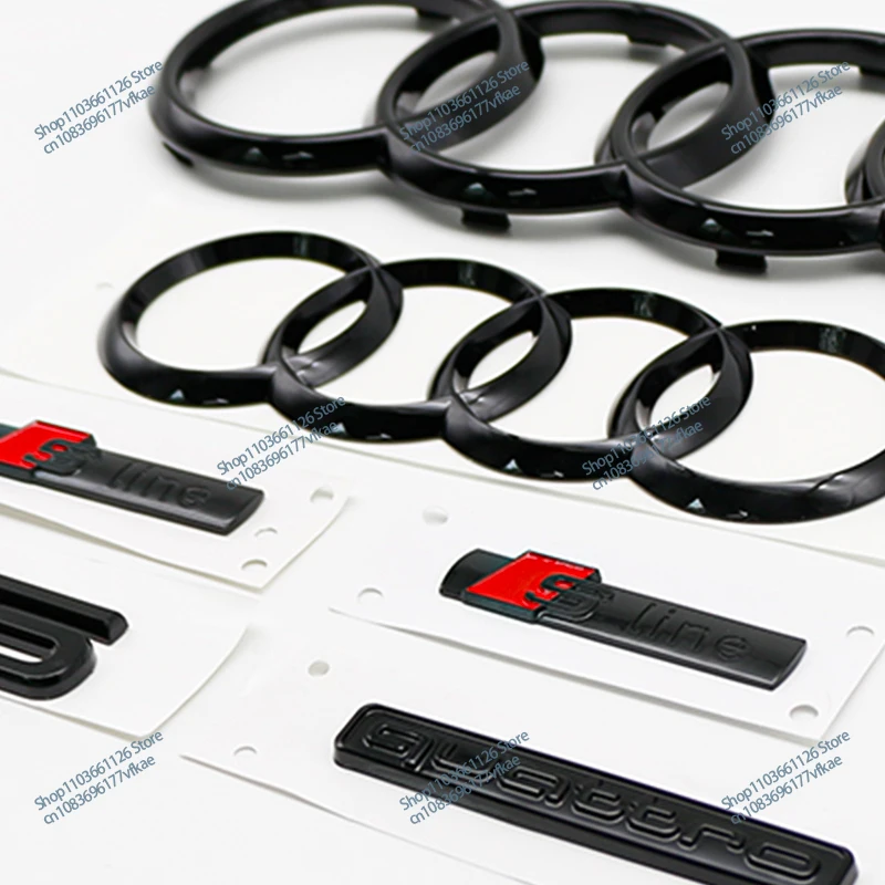 4-кольцевой логотип из АБС-пластика глянцевый черный автомобильный капот