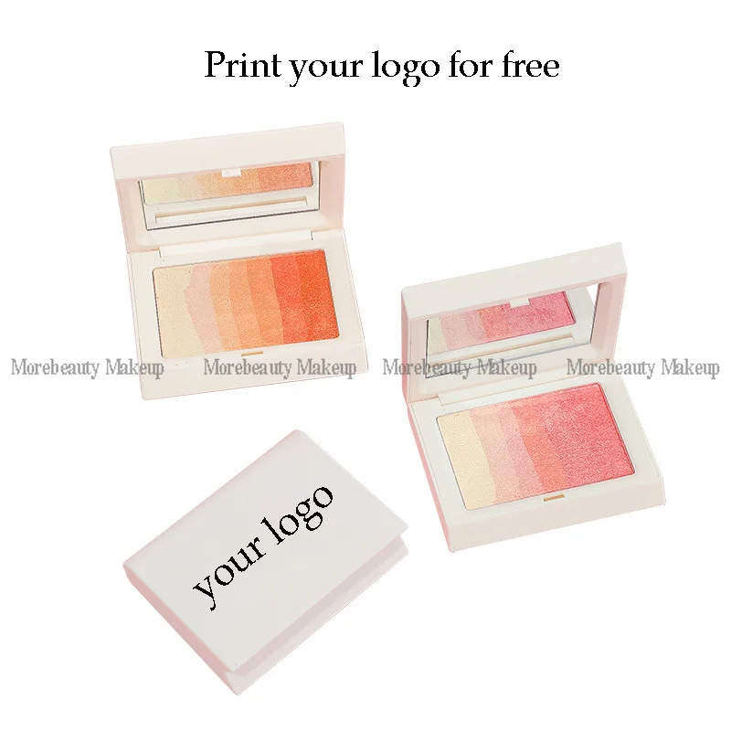 

Custom Logo Natural Cheek Face Blush Palette Long Lasting Pigmented Face Rouge Orange Red Blusher Makeup Including Highlighter