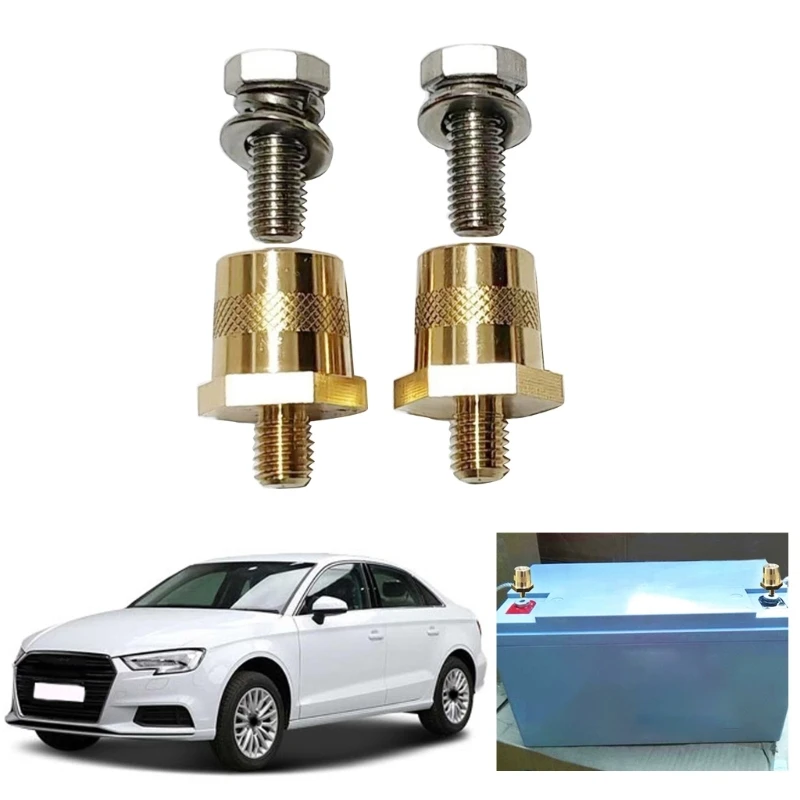 

Car Battery Pole Adapter Stainless Steel Screw Universal Fitting Battery Connection Terminal Pair 6/8mm Thread Quick Replacement