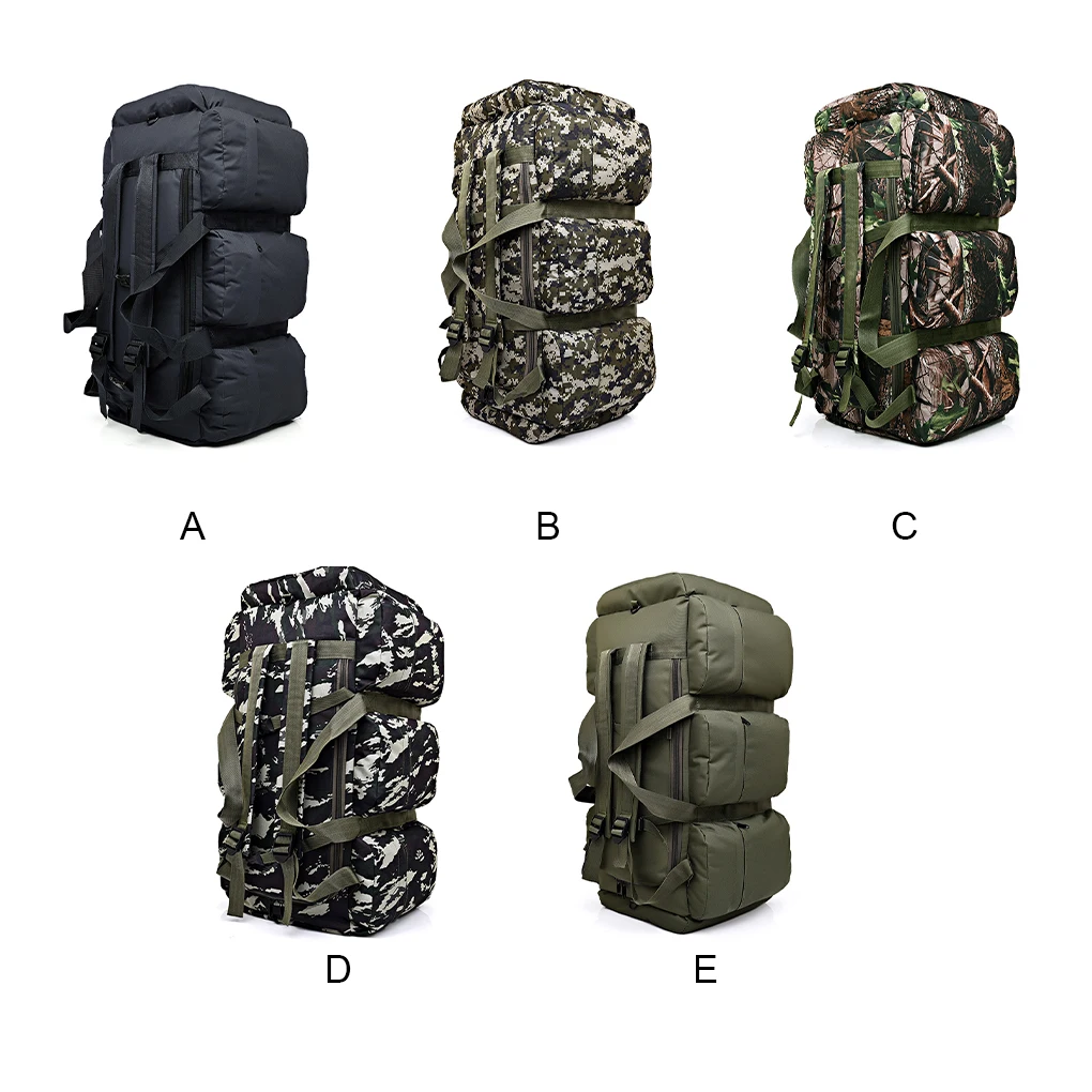 

90L Outdoor Backpack Camping Pouch Rucksack Hiking Portable Travel Oxford Cloth Camper Tourist Hunting Shoulder Bag Black