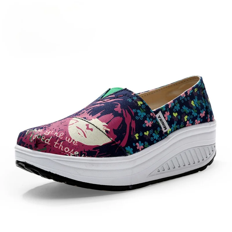 

Comemore Autumn Spring Summer Ladies Canvas Espadrilles Women Ballet Flats Casual Loafers Wedge Platform Sneakers Slip on Shoes