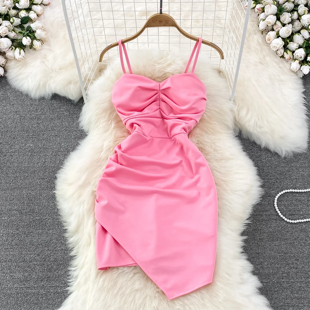 

Новинка лета 2022, соблазнительное платье на бретельках, приталенное нестандартное платье без рукавов в складку для ночного клуба для девоче...