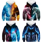 Худи для мальчиков 4-14 лет, осень, 3D, гром, Череп, волк, лиса, стандартное пальто для мальчиков, Рождественский подарок на Хэллоуин, Детское пальто
