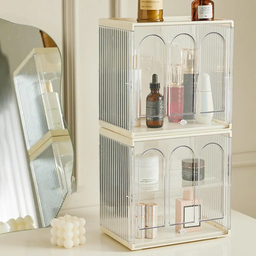 

Tea Cup Holder Transparent Dustproof Water Cup Storage Rack Organize Supplies with Arched Door Display Case Desktop Holder