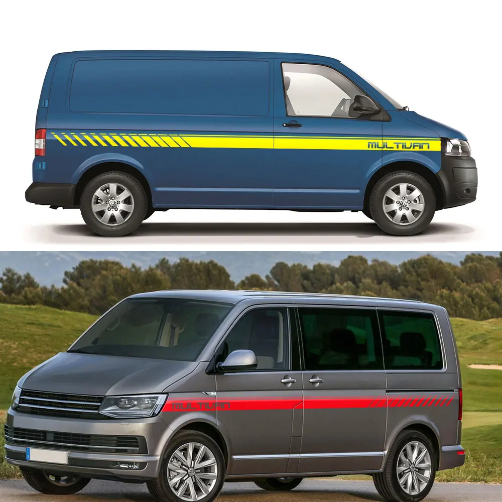 2PCS Car Door Waist Line Stickers For Volkswagen VW Multivan T4 T5 T6 Transporter Accessories Camper Van Vinyl Decals - купить по