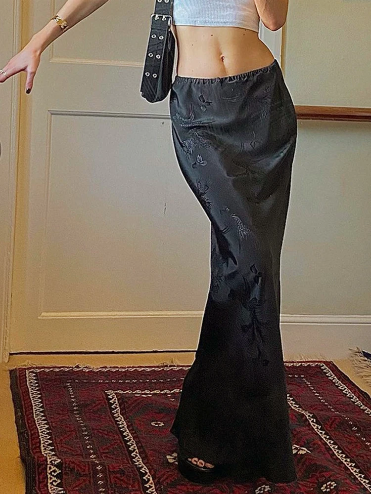 

Satin Skirt Women Y2K Retro Straight Skirts Split E Girl 2000s Harajuku Aesthetic High Waist Skinny Streetwear Maxi Skirt