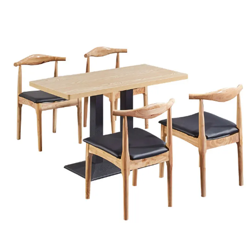

Fast Food Restaurant theme Restaurant Hotel Wrought Iron Horn Chair Wholesale Solid Wood Horn Chair Dinette Combination