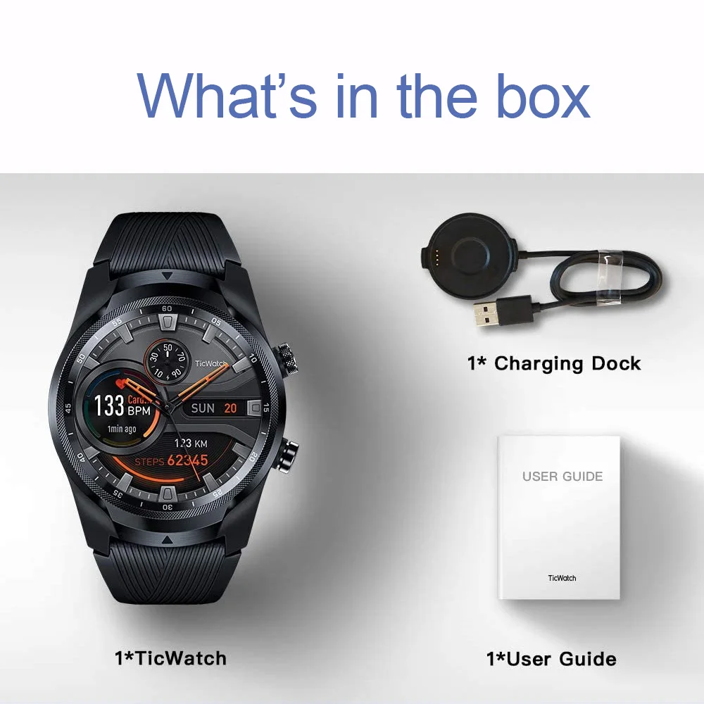 TicWatch Pro 4G/LTE версия для США (восстановленная) Verizon Wear OS 1 ГБ ОЗУ отслеживание сна IP68