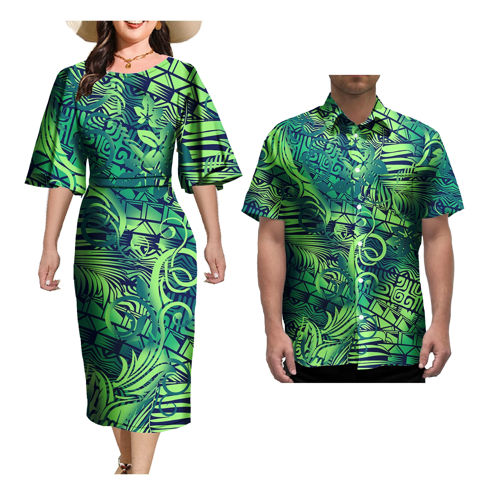 Комплекты одежды для пар женские вечерние платья дизайн с полинезийским узором