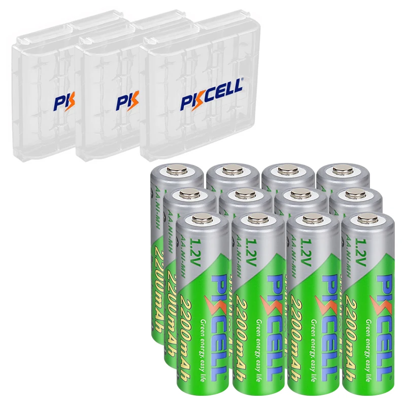 

12PC PKCELL AA 1.2v 2200mah NI-MH Rechargeable Battery Low Self Diacharge Batteries LSD NIMH aa battery and 3PC AA battery box