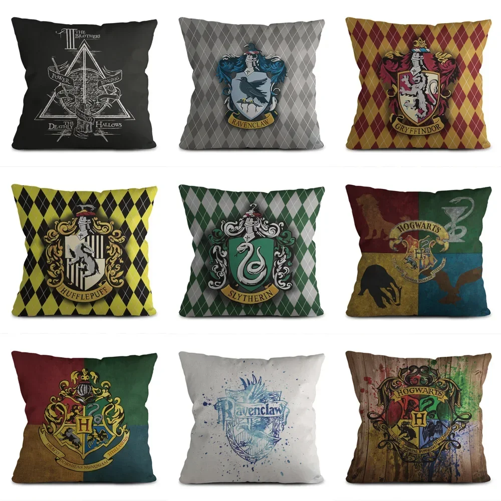 Коллекция HarryyPotter льняная наволочка Hogwarts чехол для подушки Gryffindor Slytherin Ravenclaw Hufflepuff