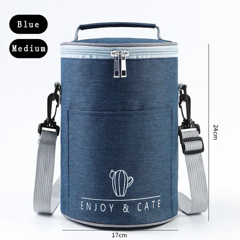 Портативная сумка для ланча большой вместимости, новинка 2023, утолщенный Ланч-бокс для сохранения свежести, круглая сумка с изоляцией из алюминиевой фольги