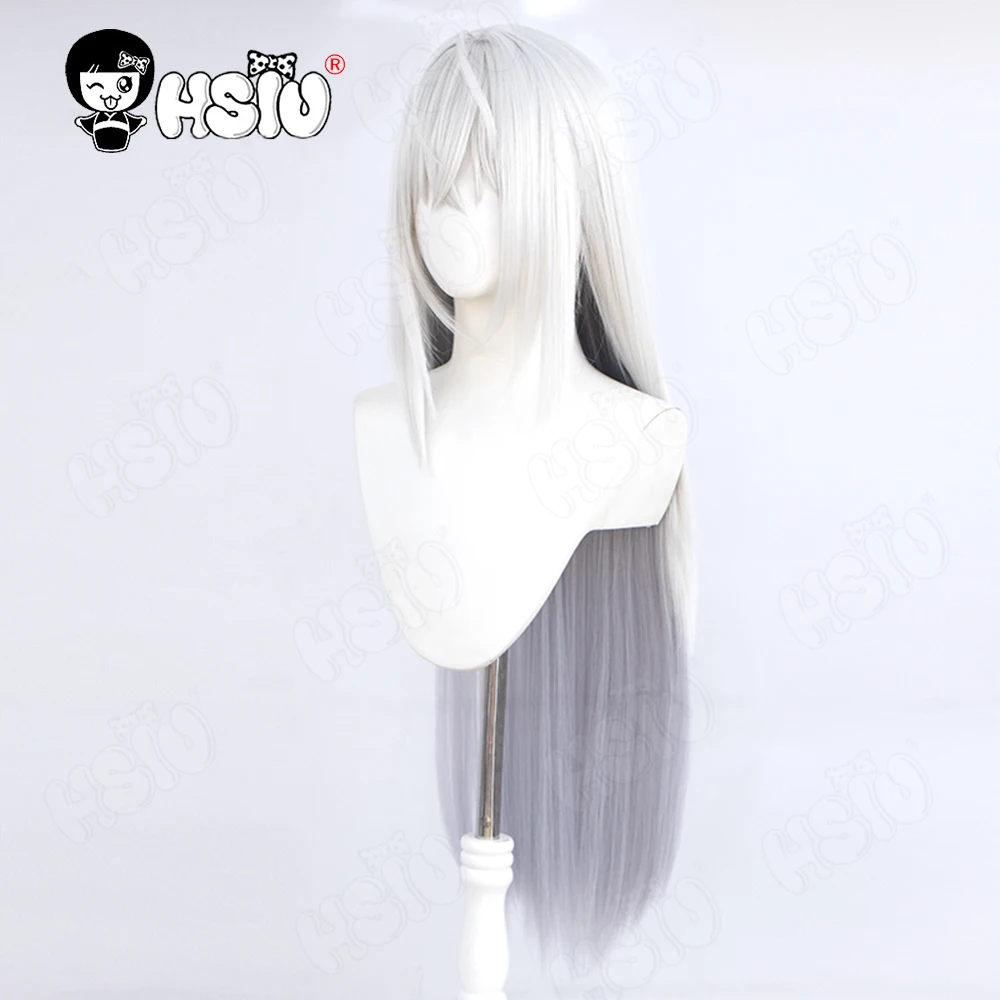Парик для косплея Shirasu Azusa HSIU 90 см серебристо-серый синий градиент длинные волосы