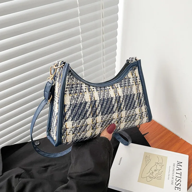 

Casual Small Shoulder Bag 2022 Quality Soft Leather Plaid Armpit Women's Bag Casual Designer Handbag Crossbody Bags for Women