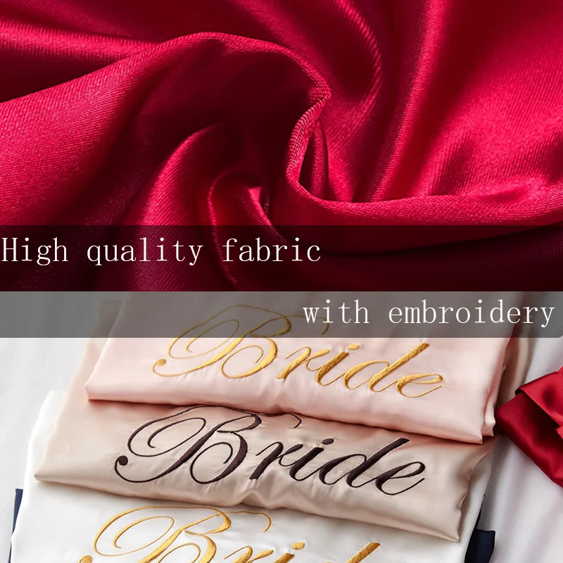 Wedding Kimono Satin Silk Robe Women Maid Of Honor Bridesmaid Bride Team Bathrobe Sleepwear Mariage Peignoir Femme Hen Party