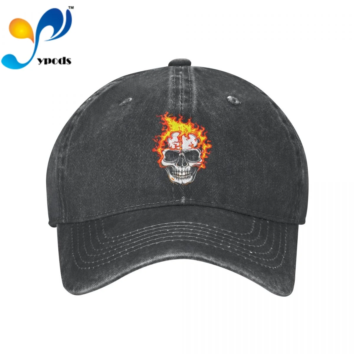 

New Brand Anime Coolest Flame Skull Head Punk 2 Snapback Cap Cotton Baseball Cap Men Women Hip Hop Dad Hat Trucker