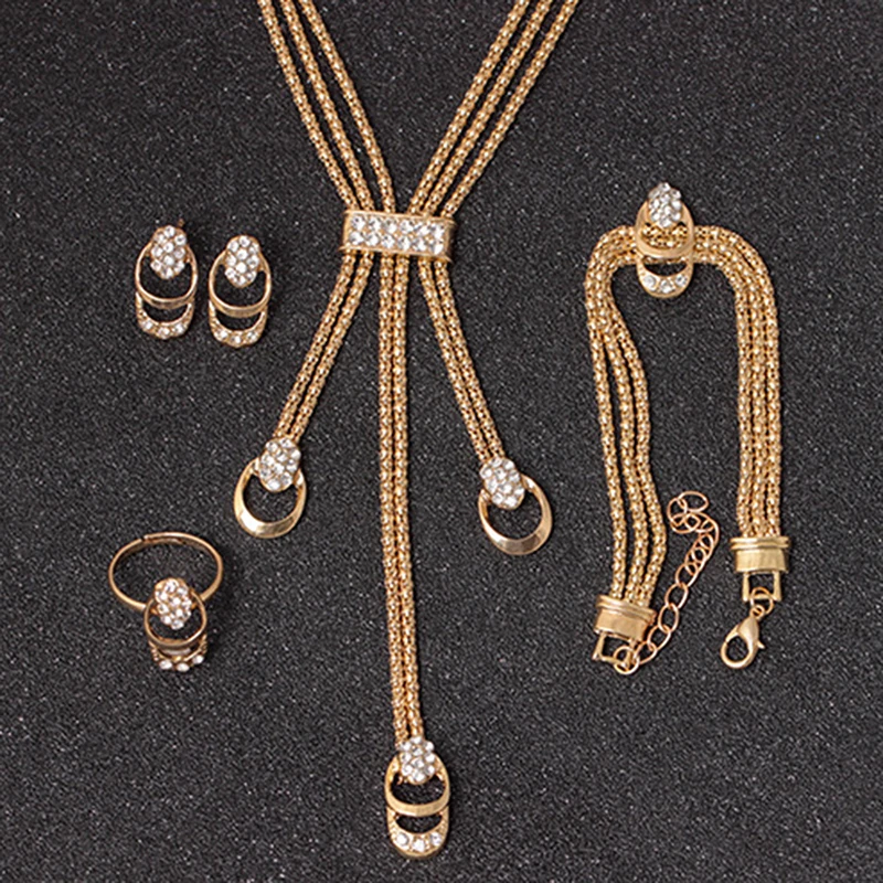 

Four-piece Suit Boutique Woman's Evening Dress Classic Necklace Earrings Fashion Jewelry Crystal Jewelry Exaggerated Fashion