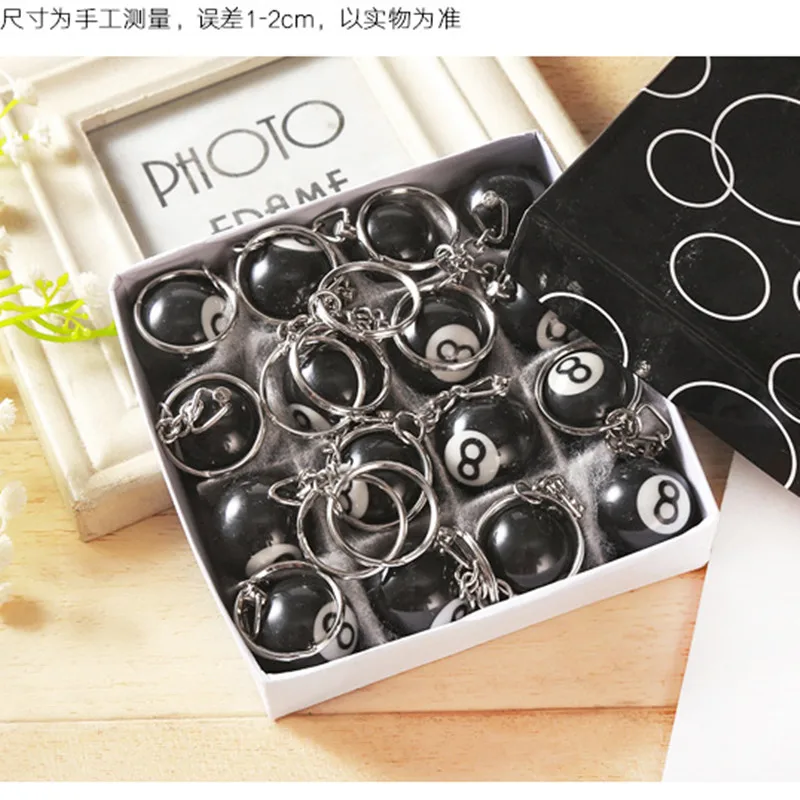 25 мм черный брелок для бильярда № 8 мини-брелок с подвеской в виде шара из смолы