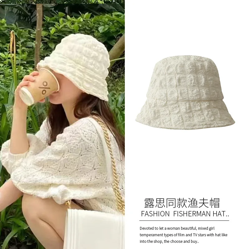 

Thin Section Pleated Fisherman Hat Women's Summer Ins Sunscreen Japanese Women's Bucket Hat Leisure Baseball Cap Panama Gorros