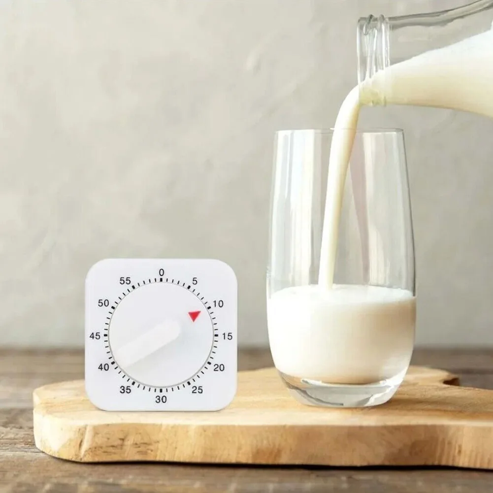 

1pc Kitchen Timer Reminder 60 Minutes Square Shape Kitchen Tools Countdown Alarm Reminder Mechanical Cooking Timer