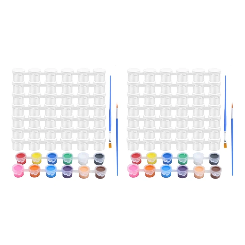 

50 Empty Paint Strips 150 Pots 5Ml Paint Cup Pots Paint Pot Plastic Clear Storage Containers With 8Pcs Paint Brushes