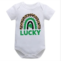 shamrock baby girl outfit st patricks day newborn girl clothes lucky rainbow onesie irish leopard print newborn clothes cute