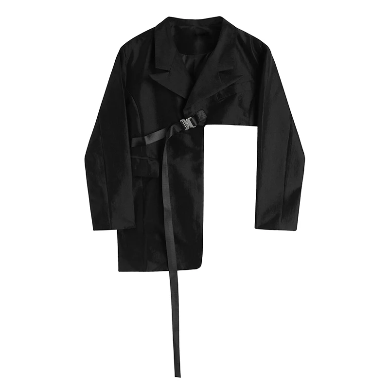 

SuperAen Black Suit Coat Women's 2022 New Style Street Bombing Irregular High Street Design Short Blazer Suit Top