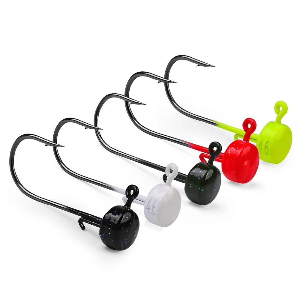 

5Pcs Fish Lead Jig Head 2.8g 3.5g 4.6g 7g Barbed Hook Soft Lure Hooks Jigging Worm Shad Hook Compound Fishing Tackle Tools