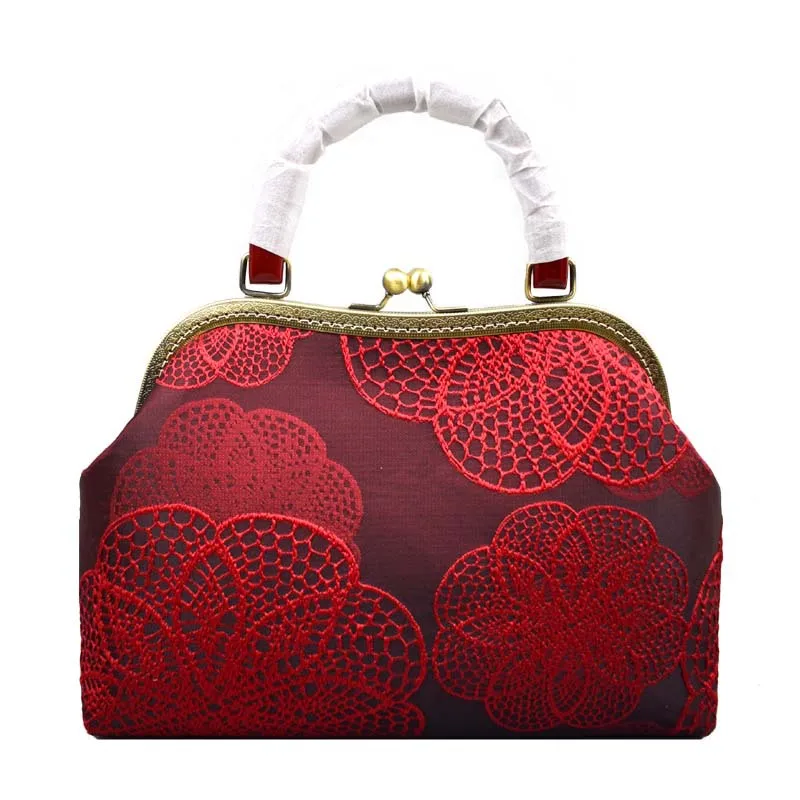 

Vintage Red Lace Bag Shell Lock Bags Chain Women Shoulder Crossbody Bag Women's Handbags Purses