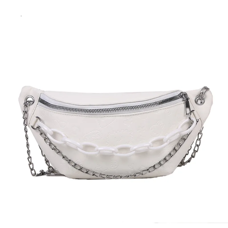 

Модная Корейская версия, сумка-мессенджер на цепочке, уличная трендовая поясная сумка, популярная однотонная сумка на широком ремне через п...