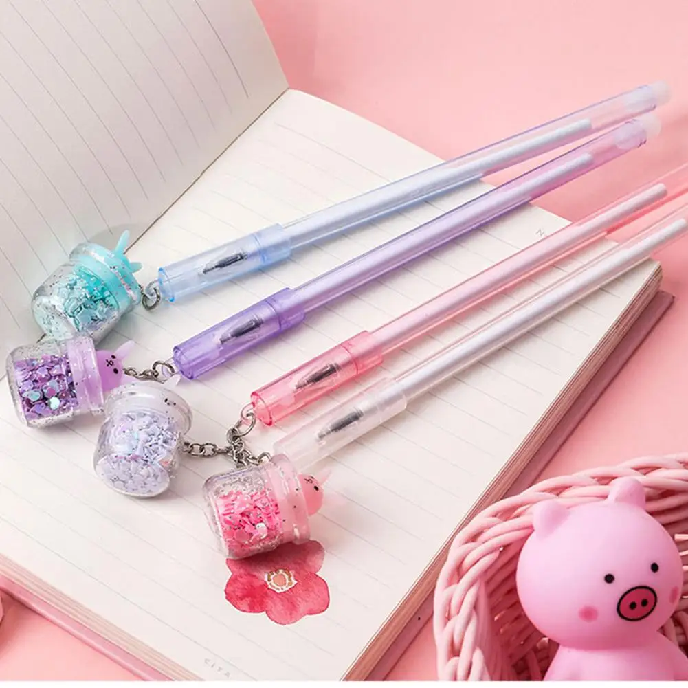 

Cartoon Rabbit Gel Pen Bottle Pendant Quicksand Neutral Pen For Kids Girls Gifts School Office Supplies Stationery